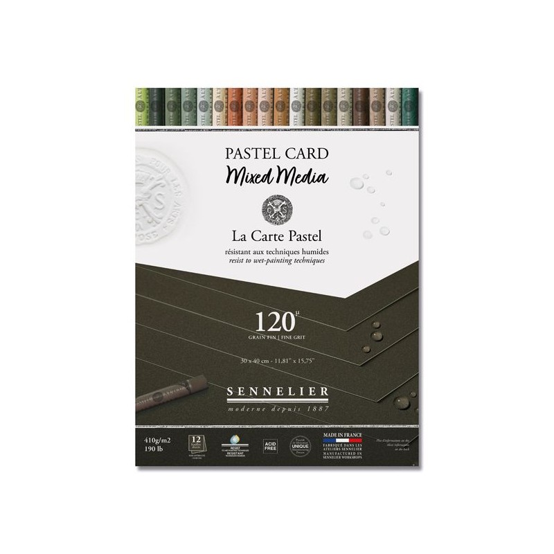 BLOC PASTEL CARD MIXED MEDIA 12 FEUILLES 410 G NOIR ANTHRACITE