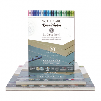 BLOC PASTEL CARD MIXED MEDIA 12 FEUILLES 410 G BLEU FONCE / GRIS CLAIR