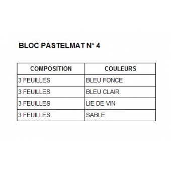 PASTELMAT BLOCS COLLES 1 CÔTE BLOC PASTELMAT 12 FEUILLES 360G N° 4